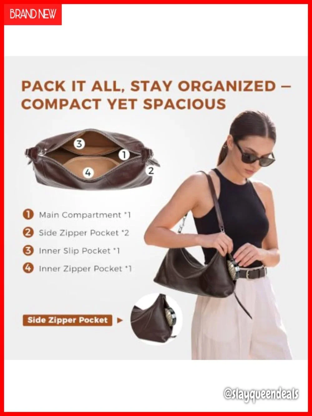 Genuine Leather Hobo Bag for Women Crossbody Shoulder Purse Lightweight